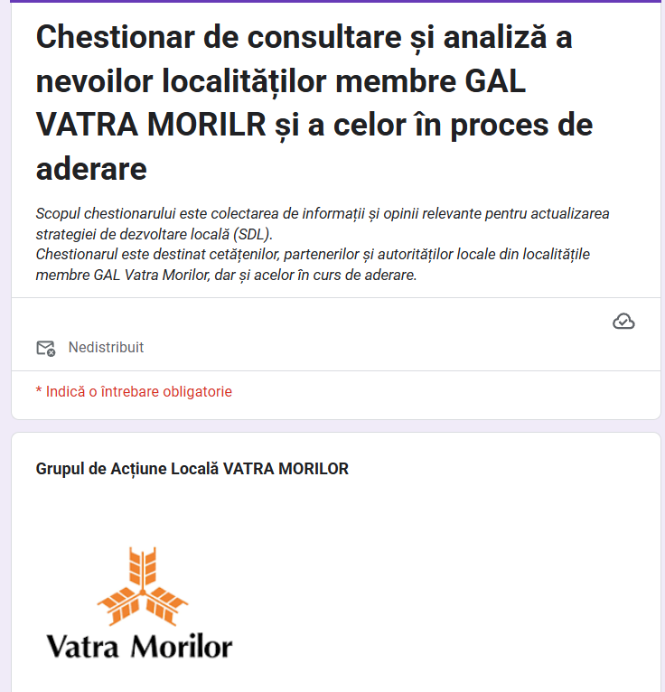 GAL „Vatra Morilor” invită comunitatea la consultare publică!