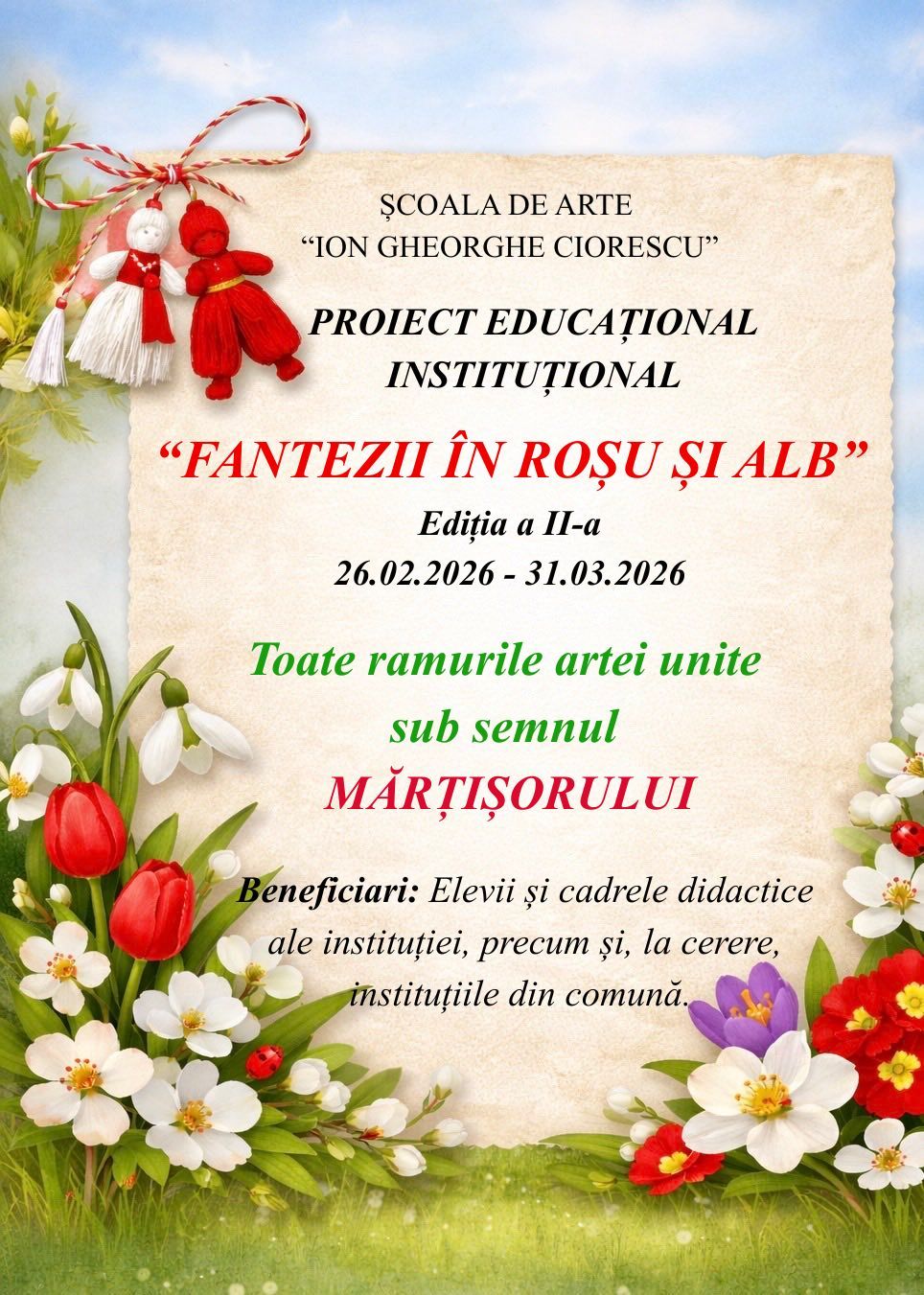 Școala de Arte "Ion Gheorghe Ciorescu" îmbracă primăvara în culoare, sunet și emoție.