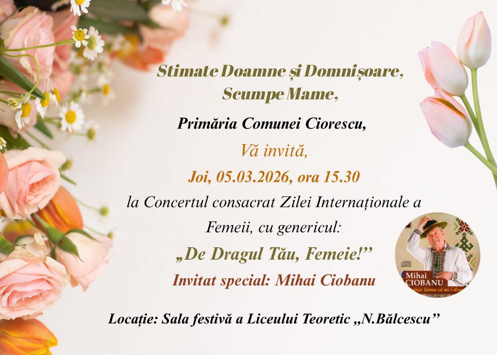 Concert cu genericul: "De Dragul Tău, Femeie"