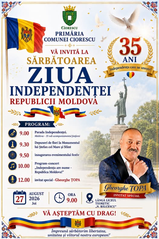 Ciorescu sărbătorește 35 de ani de Independență a Republicii Moldova!